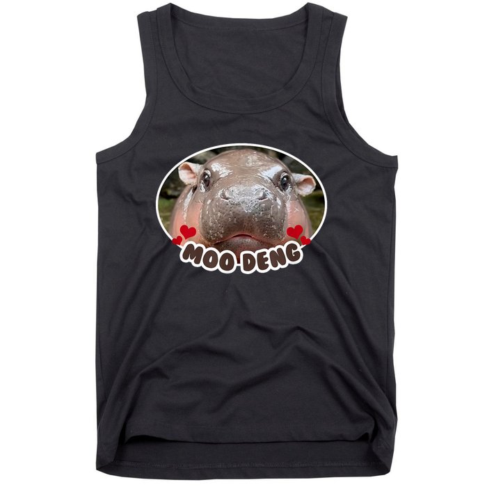 Moo Deng Bouncy Pig In Thai Picture The Cute Baby Hippo Tank Top