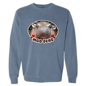 Moo Deng Bouncy Pig In Thai Picture The Cute Baby Hippo Garment-Dyed Sweatshirt