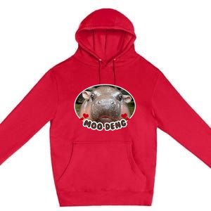 Moo Deng Bouncy Pig In Thai Picture The Cute Baby Hippo Premium Pullover Hoodie