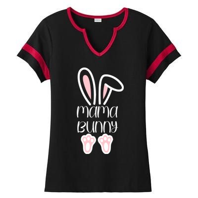 Mama Daddy Bunny Easter Day Dad Pregnant Mom Matching Couple Gift Ladies Halftime Notch Neck Tee