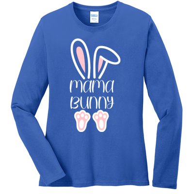 Mama Daddy Bunny Easter Day Dad Pregnant Mom Matching Couple Gift Ladies Long Sleeve Shirt