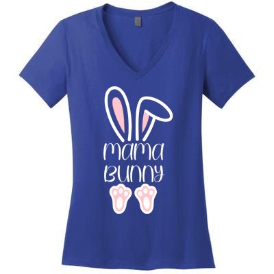 Mama Daddy Bunny Easter Day Dad Pregnant Mom Matching Couple Gift Women's V-Neck T-Shirt