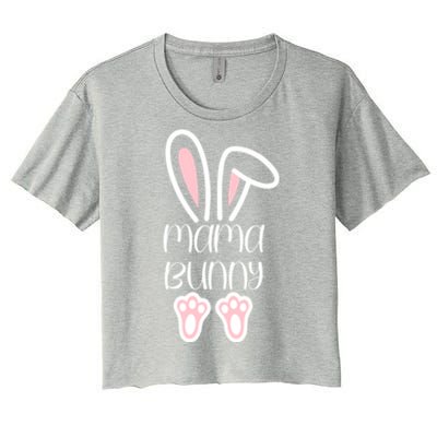 Mama Daddy Bunny Easter Day Dad Pregnant Mom Matching Couple Gift Women's Crop Top Tee