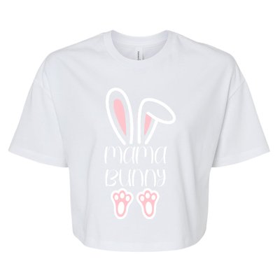 Mama Daddy Bunny Easter Day Dad Pregnant Mom Matching Couple Gift Bella+Canvas Jersey Crop Tee