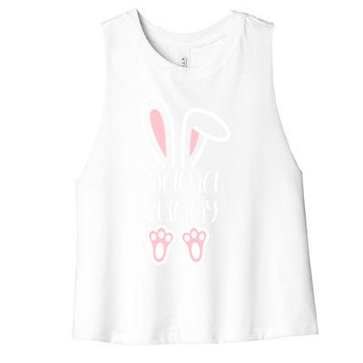 Mama Daddy Bunny Easter Day Dad Pregnant Mom Matching Couple Gift Women's Racerback Cropped Tank