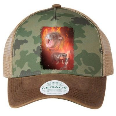 Moo Deng Bouncy Pig In Thai Fire Picture The Cute Baby Hippo Legacy Tie Dye Trucker Hat