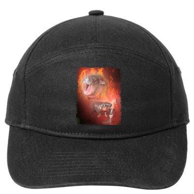 Moo Deng Bouncy Pig In Thai Fire Picture The Cute Baby Hippo 7-Panel Snapback Hat