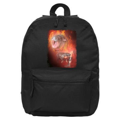Moo Deng Bouncy Pig In Thai Fire Picture The Cute Baby Hippo 16 in Basic Backpack