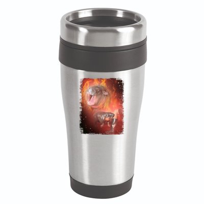 Moo Deng Bouncy Pig In Thai Fire Picture The Cute Baby Hippo 16oz Travel Tumbler
