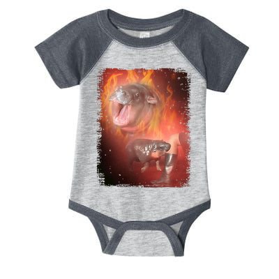 Moo Deng Bouncy Pig In Thai Fire Picture The Cute Baby Hippo Infant Baby Jersey Bodysuit