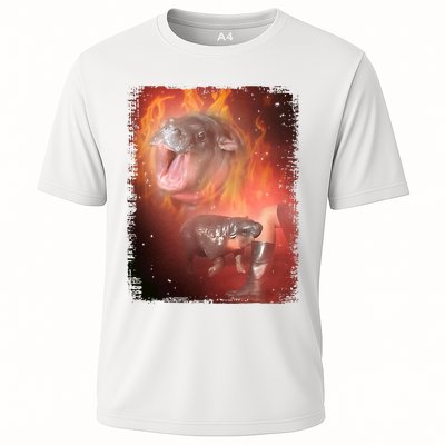 Moo Deng Bouncy Pig In Thai Fire Picture The Cute Baby Hippo Performance Shirt