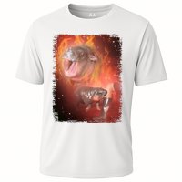 Moo Deng Bouncy Pig In Thai Fire Picture The Cute Baby Hippo Cooling Performance Crew T-Shirt