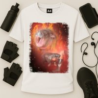 Moo Deng Bouncy Pig In Thai Fire Picture The Cute Baby Hippo Cooling Performance Crew T-Shirt