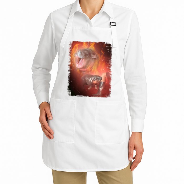 Moo Deng Bouncy Pig In Thai Fire Picture The Cute Baby Hippo Apron