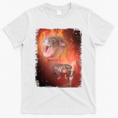 Moo Deng Bouncy Pig In Thai Fire Picture The Cute Baby Hippo T-Shirt