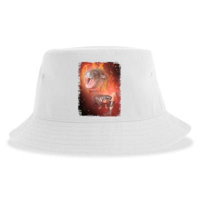 Moo Deng Bouncy Pig In Thai Fire Picture The Cute Baby Hippo Sustainable Bucket Hat