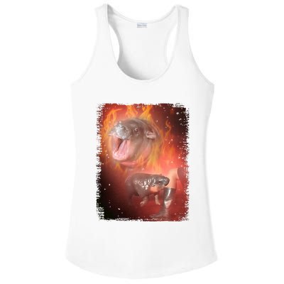 Moo Deng Bouncy Pig In Thai Fire Picture The Cute Baby Hippo Ladies PosiCharge Competitor Racerback Tank