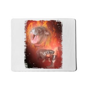 Moo Deng Bouncy Pig In Thai Fire Picture The Cute Baby Hippo Mousepad