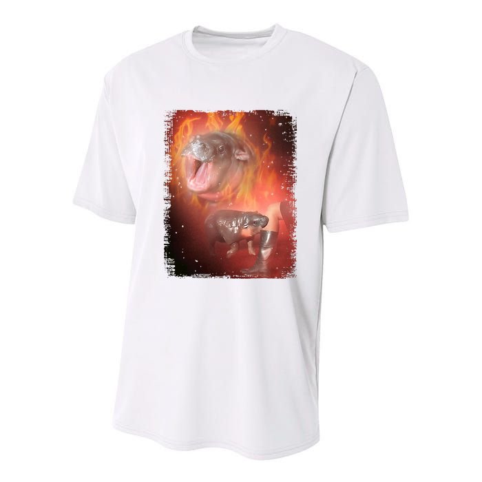 Moo Deng Bouncy Pig In Thai Fire Picture The Cute Baby Hippo Youth Performance Sprint T-Shirt
