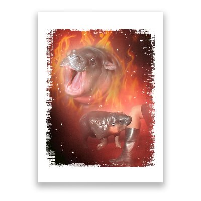 Moo Deng Bouncy Pig In Thai Fire Picture The Cute Baby Hippo Poster