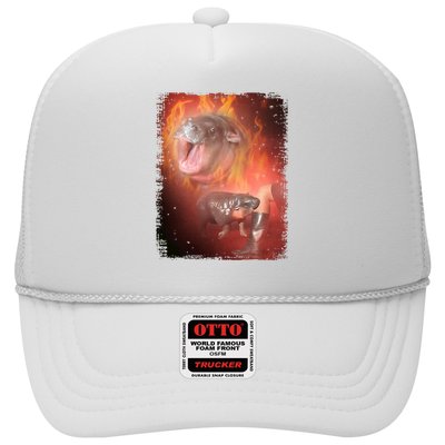 Moo Deng Bouncy Pig In Thai Fire Picture The Cute Baby Hippo Trucker Hat