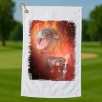 Moo Deng Bouncy Pig In Thai Fire Picture The Cute Baby Hippo Golf Towel