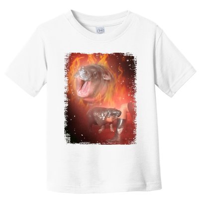 Moo Deng Bouncy Pig In Thai Fire Picture The Cute Baby Hippo Toddler T-Shirt