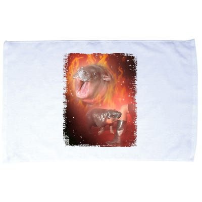 Moo Deng Bouncy Pig In Thai Fire Picture The Cute Baby Hippo Microfiber Hand Towel