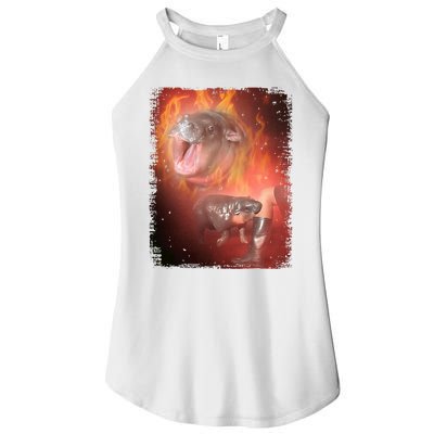 Moo Deng Bouncy Pig In Thai Fire Picture The Cute Baby Hippo Women's Perfect Tri Rocker Tank