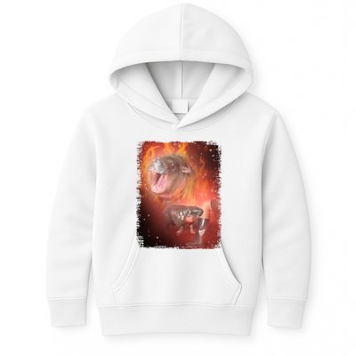 Moo Deng Bouncy Pig In Thai Fire Picture The Cute Baby Hippo Kids Hoodie