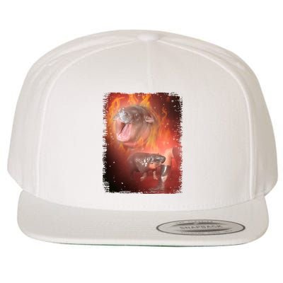 Moo Deng Bouncy Pig In Thai Fire Picture The Cute Baby Hippo Wool Snapback Cap