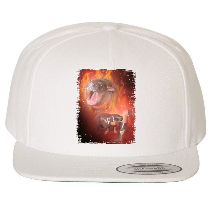 Moo Deng Bouncy Pig In Thai Fire Picture The Cute Baby Hippo Wool Snapback Cap
