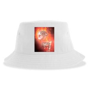 Moo Deng Bouncy Pig In Thai Fire Picture The Cute Baby Hippo Sustainable Bucket Hat