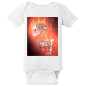 Moo Deng Bouncy Pig In Thai Fire Picture The Cute Baby Hippo Baby Bodysuit