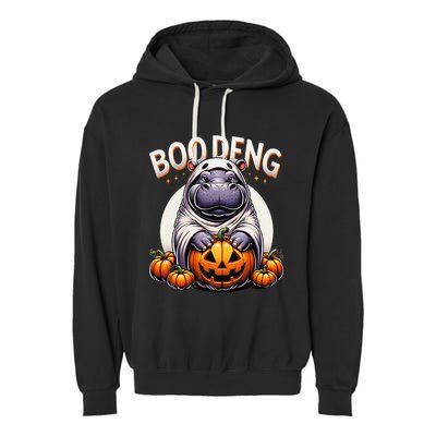 Moo Deng Baby Hippo Moo Deng Costume For Boo Deng Halloween Garment-Dyed Fleece Hoodie