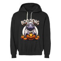 Moo Deng Baby Hippo Moo Deng Costume For Boo Deng Halloween Garment-Dyed Fleece Hoodie