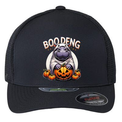 Moo Deng Baby Hippo Moo Deng Costume For Boo Deng Halloween Flexfit Unipanel Trucker Cap