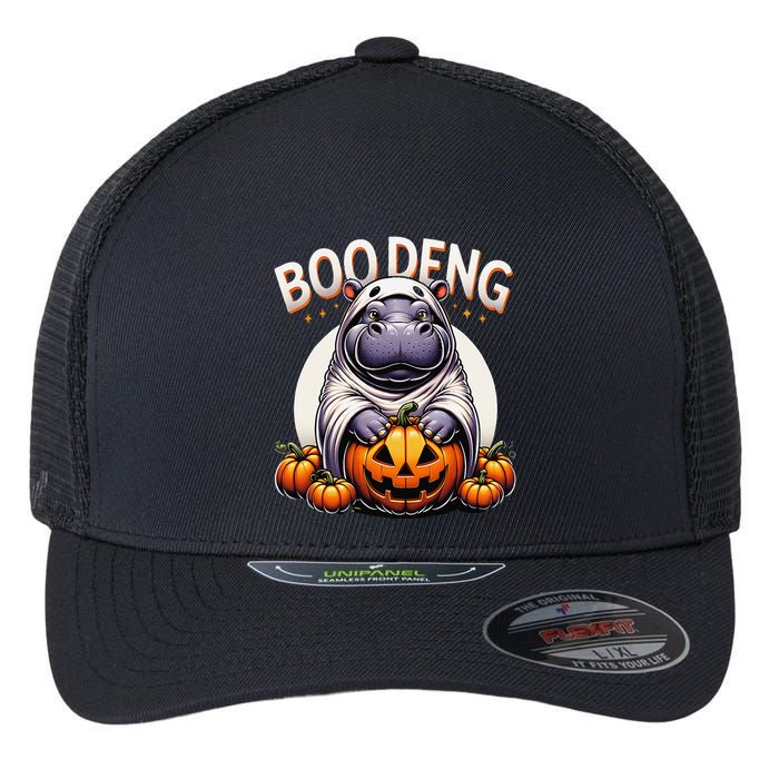 Moo Deng Baby Hippo Moo Deng Costume For Boo Deng Halloween Flexfit Unipanel Trucker Cap