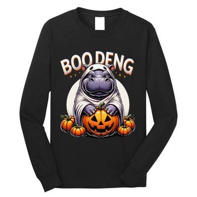 Moo Deng Baby Hippo Moo Deng Costume For Boo Deng Halloween Long Sleeve Shirt