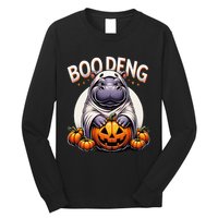 Moo Deng Baby Hippo Moo Deng Costume For Boo Deng Halloween Long Sleeve Shirt