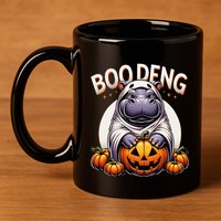 Moo Deng Baby Hippo Moo Deng Costume For Boo Deng Halloween 11oz C Handle Ceramic Mug