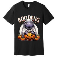 Moo Deng Baby Hippo Moo Deng Costume For Boo Deng Halloween Premium T-Shirt