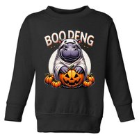 Moo Deng Baby Hippo Moo Deng Costume For Boo Deng Halloween Toddler Sweatshirt