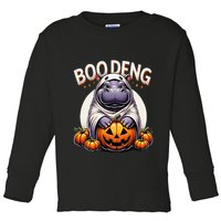 Moo Deng Baby Hippo Moo Deng Costume For Boo Deng Halloween Toddler Long Sleeve Shirt