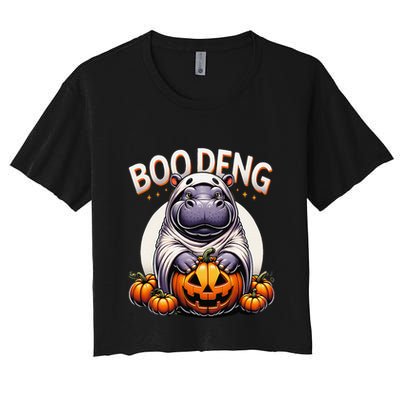 Moo Deng Baby Hippo Moo Deng Costume For Boo Deng Halloween Crop Top
