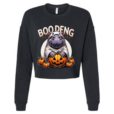 Moo Deng Baby Hippo Moo Deng Costume For Boo Deng Halloween Cropped Pullover Crew