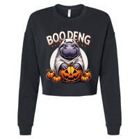 Moo Deng Baby Hippo Moo Deng Costume For Boo Deng Halloween Cropped Pullover Crew