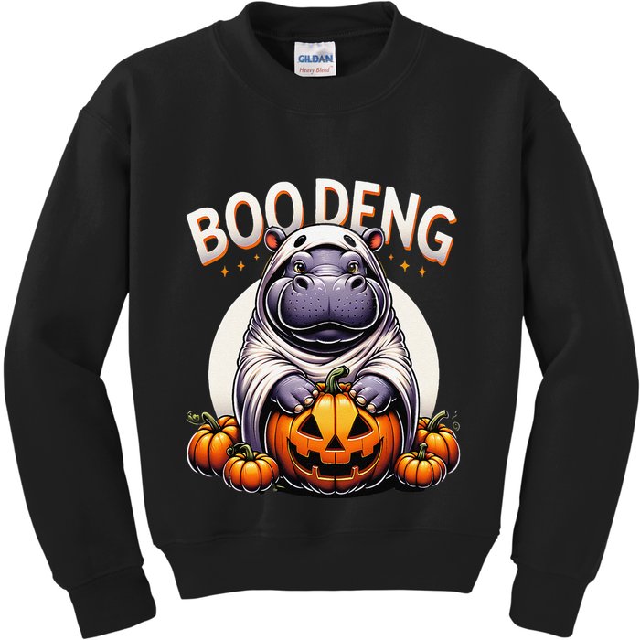 Moo Deng Baby Hippo Moo Deng Costume For Boo Deng Halloween Kids Sweatshirt