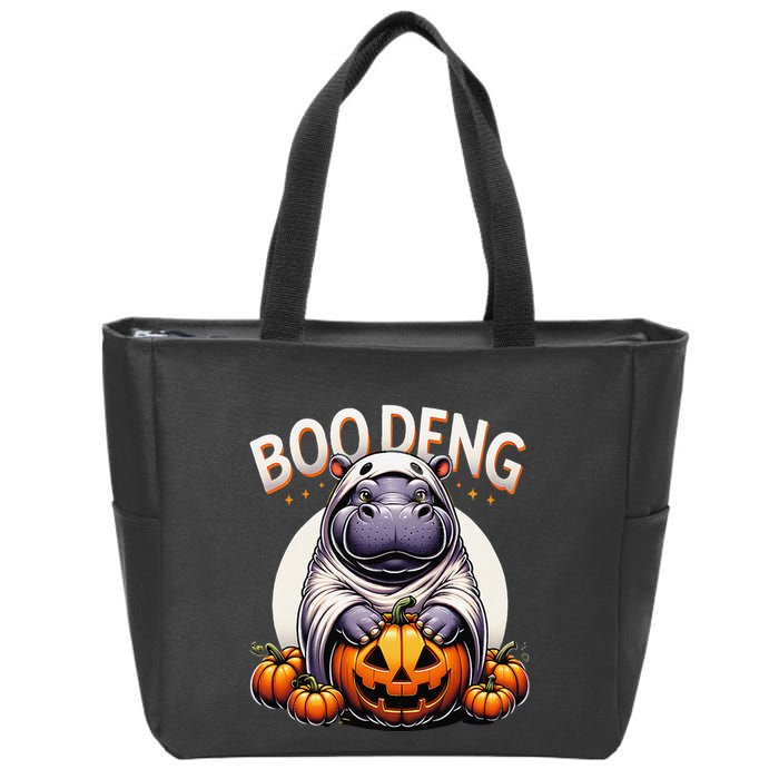 Moo Deng Baby Hippo Moo Deng Costume For Boo Deng Halloween Zip Tote Bag