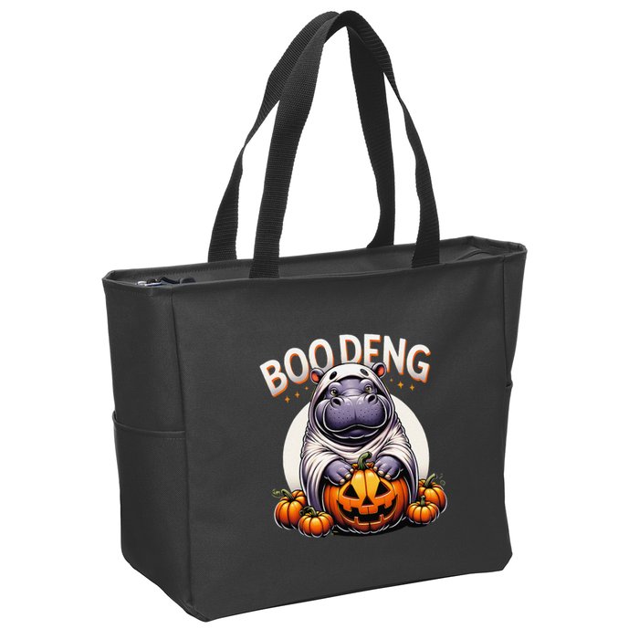 Moo Deng Baby Hippo Moo Deng Costume For Boo Deng Halloween Zip Tote Bag